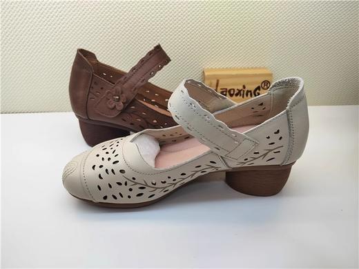 豪行夏季新款22246338真皮休闲低跟复古女鞋凉鞋皮鞋 商品图2