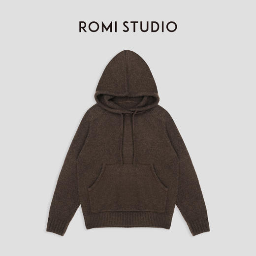 ROMI STUDIO“ 美拉德” 绵羊毛混纺软糯连帽慵懒针织毛衣 23AWM390 商品图0