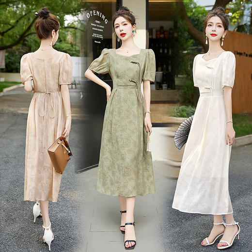 苎麻棉绸气质显瘦，轻奢气质新中式国风旗袍HR-MJYJ3323 商品图2