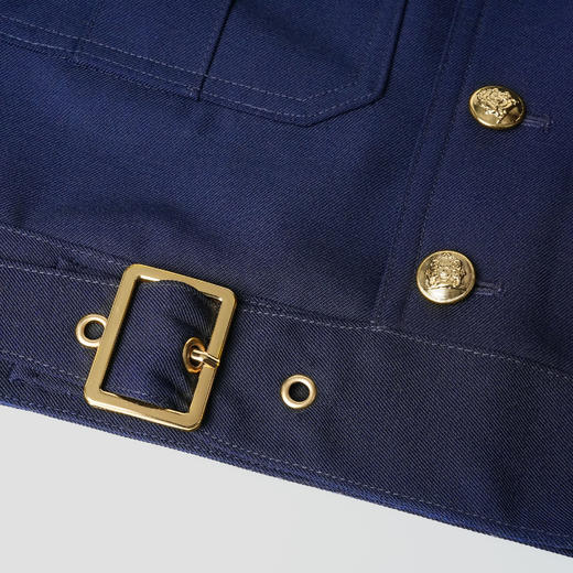 ROMI STUDIO“复古秋冬”羊毛混纺金扣工装夹克藏蓝色外套 23AWW048 商品图1