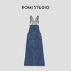 ROMI STUDIO“美式复古”100长绒斜纹竹节棉背带直筒牛仔裙421H5006 商品缩略图0