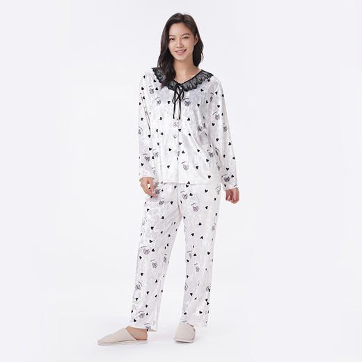 都市丽人睡衣好睡好眠长袖家居服钻石绒厚女士丝绒套装LHT1S5 商品图2