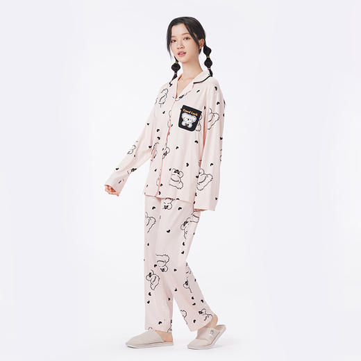 都市丽人睡衣生活家居长袖家居服26支CVC单面薄女士棉质套装LHT1M3 商品图2