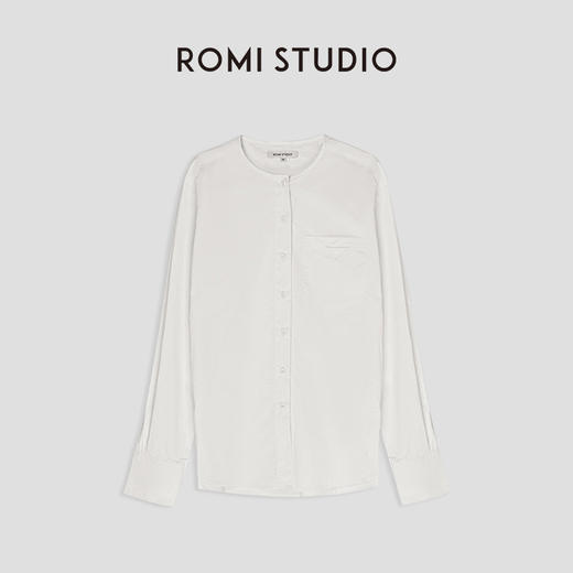 ROMI STUDIO【高定系列】百搭经典休闲气质简约圆领纯色衬衫 T3219 商品图4