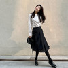 ROMI STUDIO 气质百搭显瘦侧开叉高腰百褶黑色半裙（送内衬） Q3228 商品缩略图3