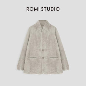 ROMI STUDIO“quiet luxury”两面穿茧型翻领皮毛一体外套 23AWW624