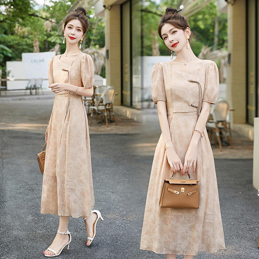 苎麻棉绸气质显瘦，轻奢气质新中式国风旗袍HR-MJYJ3323 商品图3