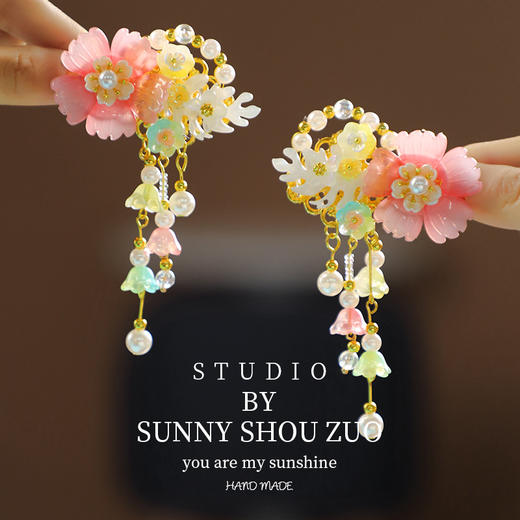 【爆火26款！】公主儿童古风发饰流苏国风复古宝宝发夹中国风汉服古装飘带对夹 商品图5