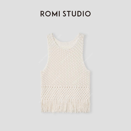 ROMI STUDIO“东方美学”100%棉优雅透气流苏镂空针织上衣24SSM465 商品图7