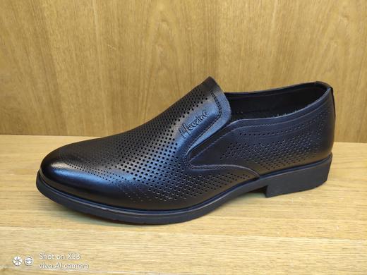 豪行皮鞋男真皮商务正装夏季透气防臭软底镂空凉鞋11266007 商品图0