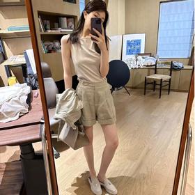 ROMI STUDIO“精致呼吸”简约百搭好打理高腰西装卡其色短裤 K3709