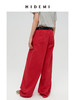 HIDEMI 复古红阔腿宽松中腰牛仔裤长裤 商品缩略图4