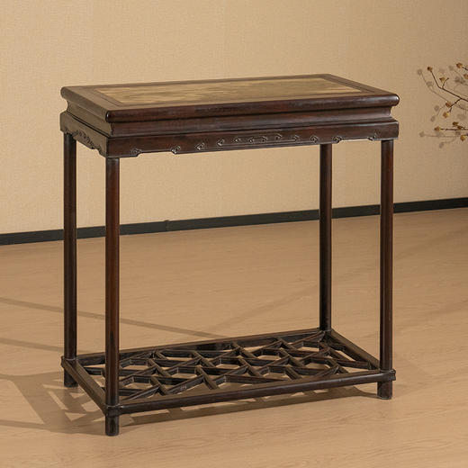 清 红木镶云石云纹活面香几 商品图4