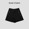 ROMI STUDIO【高品质】百搭休闲 高腰宽松阔腿百搭黑色短裤K3415 商品缩略图4