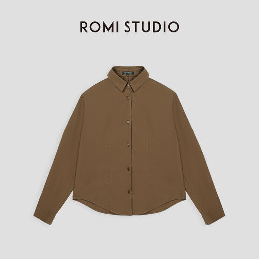 ROMI STUDIO“松弛高知”高密棉龟背感摩卡棕百搭长袖衬衣 23AWT377 商品图0
