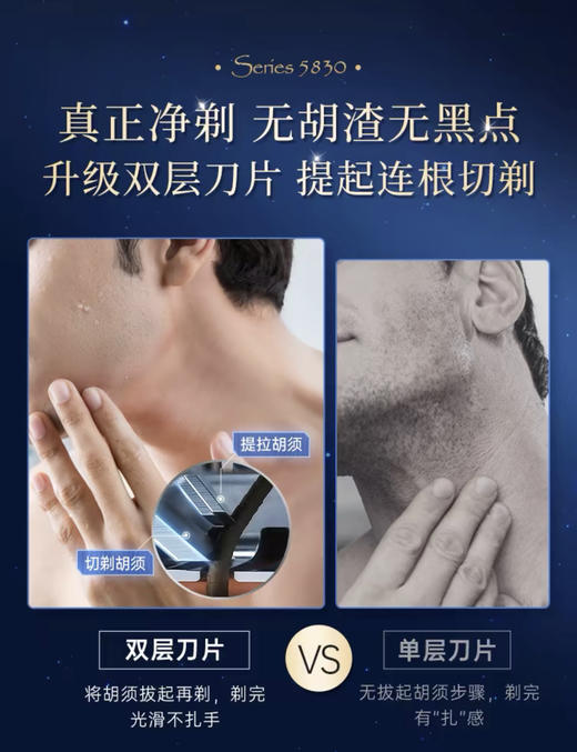 飞利浦男士电动剃须刀S5830 蜂巢5系刮胡刀胡须刀快充礼盒 商品图2