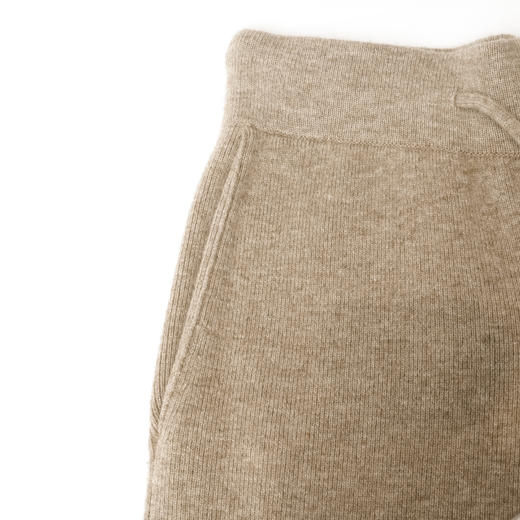 ROMI STUDIO“松弛高知”精纺羊毛高腰抽绳燕麦驼针织长裤23AWM362 商品图2