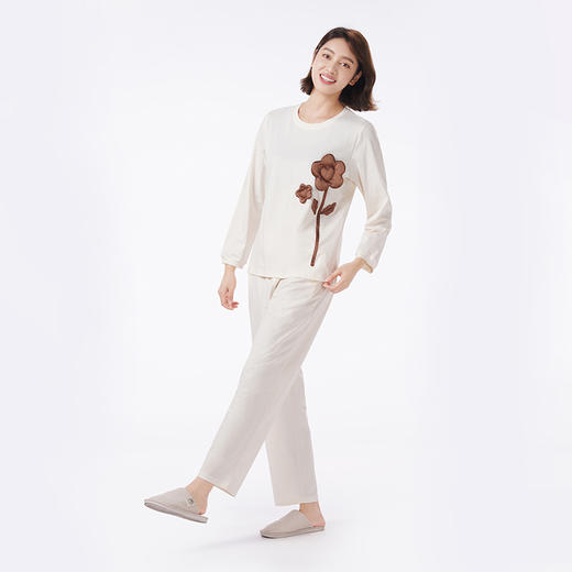 都市丽人睡衣好睡好眠长袖家居服26支CVC单面薄女士棉质套装LHT2L3 商品图2