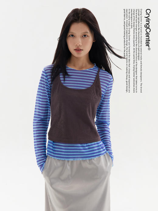 CryingCenter 条纹网衣透气打底叠穿多色泪滴透视长袖 哭喊中心 商品图2