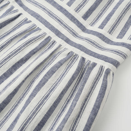 ROMI STUDIO“经典复古”棉麻混纺洗水做旧条纹层叠A字半裙24SSQ058 商品图4