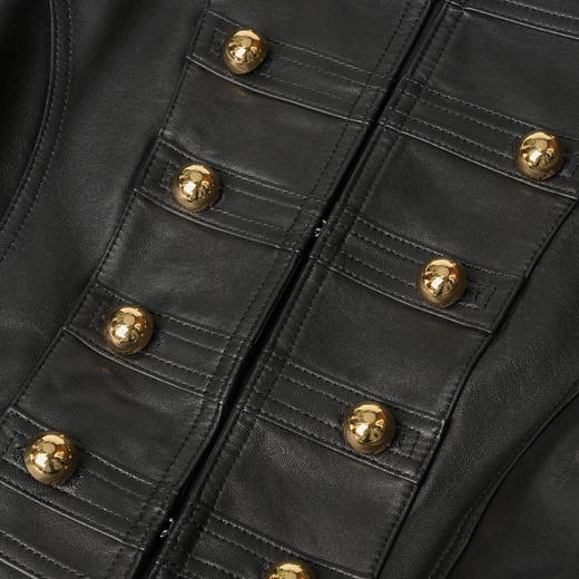 ROMI STUDIO"棕标系列"植鞣绵羊皮立领修身夹克皮衣外套23AWW315 商品图2