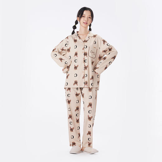 都市丽人睡衣好睡好眠长袖家居服40支CVC双面薄女士棉质套装LHT1L2 商品图1