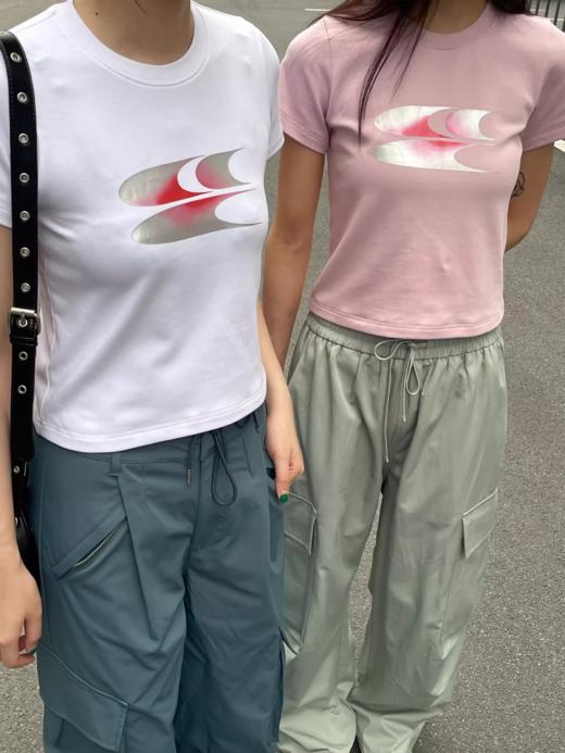 CryingCenter 粉银色渐变logo 女生 舒适修身t 哭喊中心 商品图3