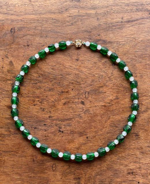 团寿纹翠绿琉璃三面珠項链，顺丰包邮 商品图7