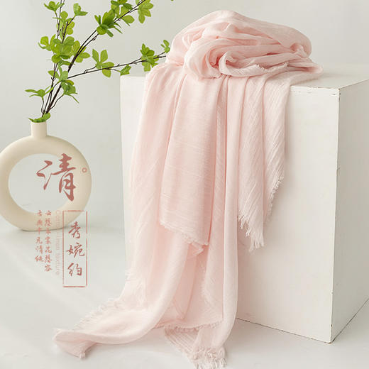 新款夏季纯色简约围巾 通勤防晒披肩领巾女 高级感丝巾纱巾头巾 商品图1