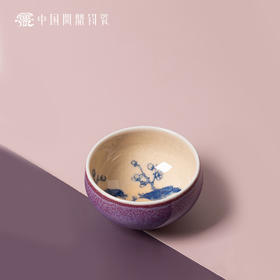 问鼎钧瓷鹅黄青花平口杯（莺声燕语）单杯（缺货）