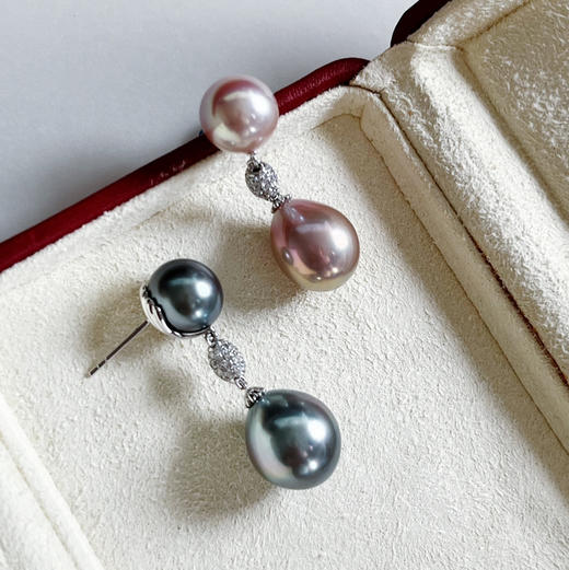 BY EVITA系列 18K镶钻石、大溪地珍珠和爱迪生珍珠 耳坠 商品图1