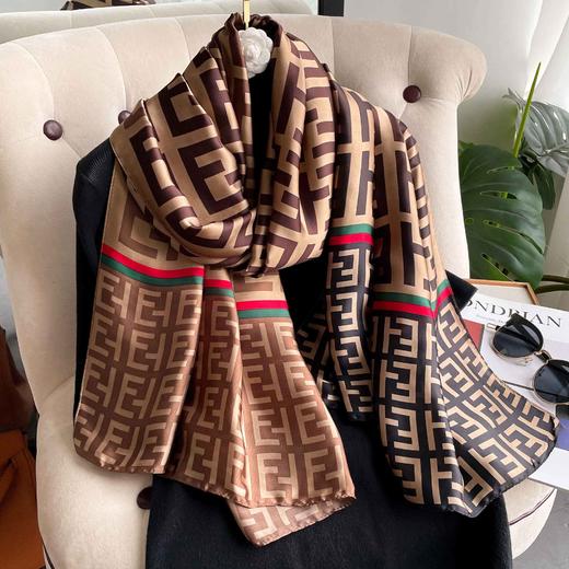 春夏秋新款韩版仿真丝围巾女 装饰百搭披肩防晒沙滩巾 防晒配饰时尚大纱巾方巾 商品图1