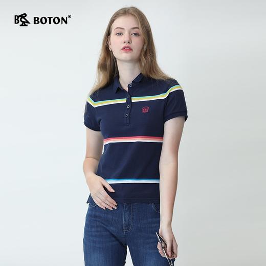 波顿女士翻领条纹短袖POLOLT211220 商品图1