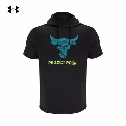 【L码，如无货将做退款】安德玛UA 新品Project Rock强森男子训练运动连帽短袖T恤1383227-001 商品图0