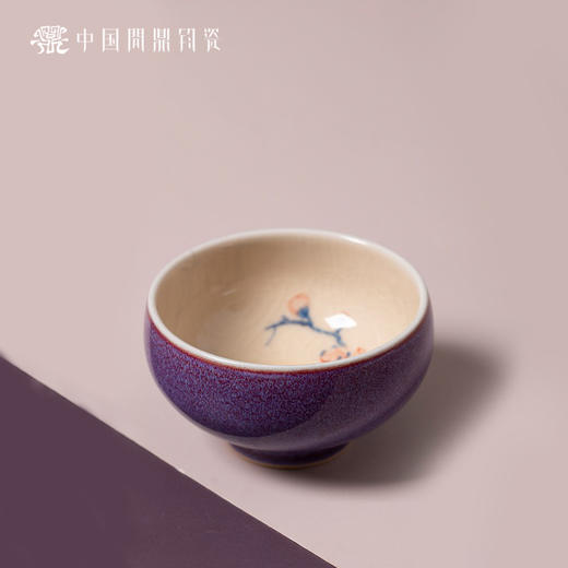 问鼎钧瓷鹅黄青花平口杯（梅花翠鸟）（缺货） 商品图0