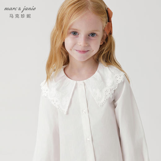 马克珍妮女童甜美花边娃娃领衬衫儿童纯棉衬衣上衣秋装新款241515 商品图4