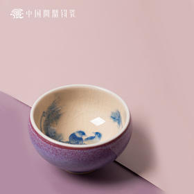 问鼎钧瓷鹅黄青花平口杯（鹣鹣宴语）单杯