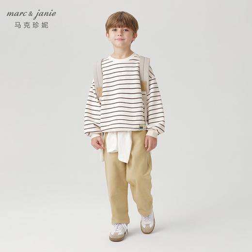 马克珍妮男童条纹圆领卫衣儿童休闲百搭上衣2024年秋装新款240997 商品图1