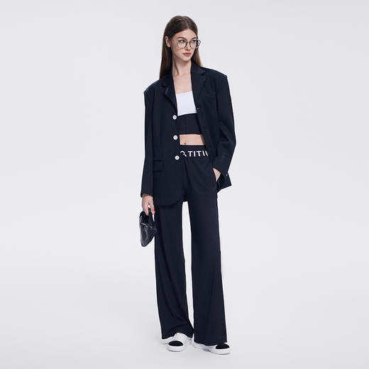 TITIKA ACTIVE黑色直筒裤中腰宽松休闲裤运动健身户外垂感长裤11160 商品图2