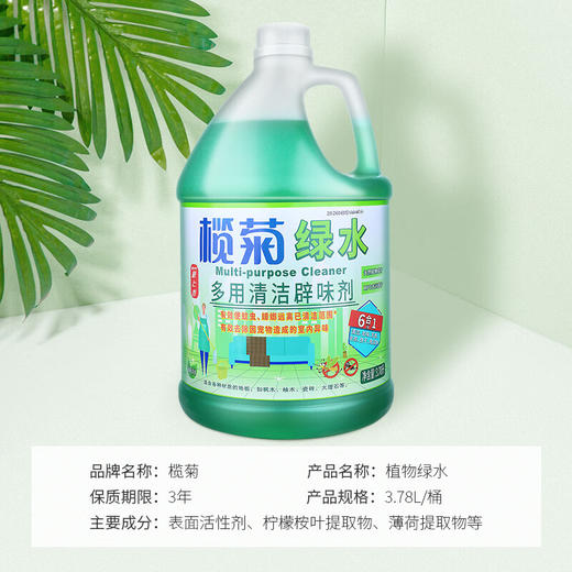 榄菊绿水3.78L地板清洁剂薄荷辟味地板水拖地清洁剂 植物防叮 商品图1