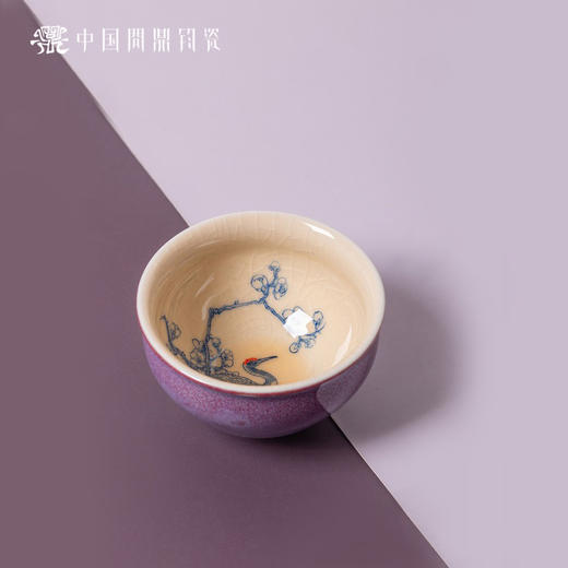 问鼎钧瓷鹅黄青花闲意杯（云中白鹤）单杯 商品图0