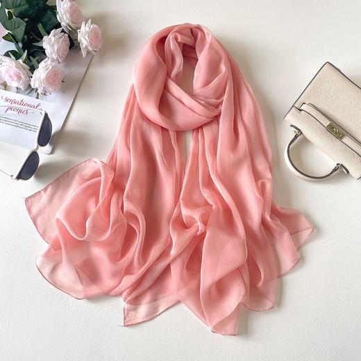 新款纯色百搭优柔纱围巾女 仿真丝韩版丝巾女 夏季防晒披肩仿沙滩巾防晒配饰时尚纱巾方巾 商品图3