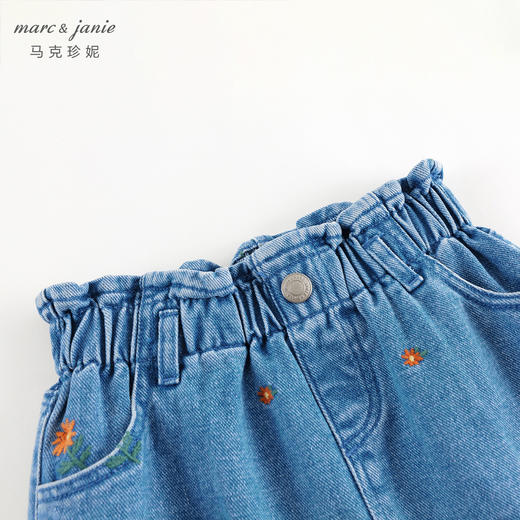 马克珍妮女童花边腰绣花牛仔半身裙儿童短裙秋装裙子新款241501 商品图4