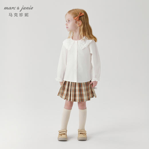 马克珍妮女童甜美花边娃娃领衬衫儿童纯棉衬衣上衣秋装新款241515 商品图1