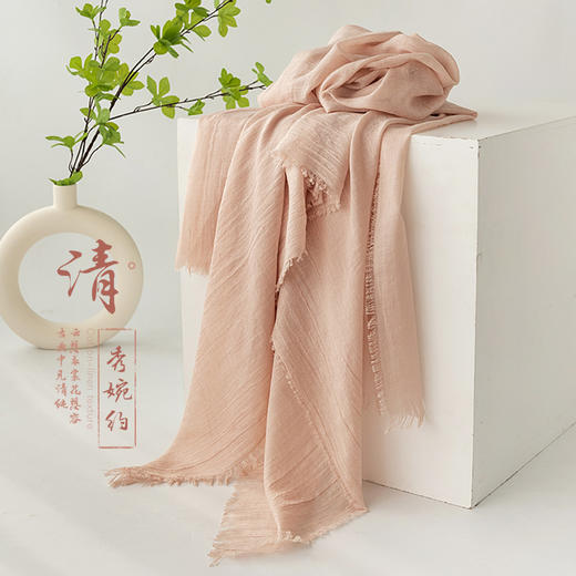 新款夏季纯色简约围巾 通勤防晒披肩领巾女 高级感丝巾纱巾头巾 商品图2