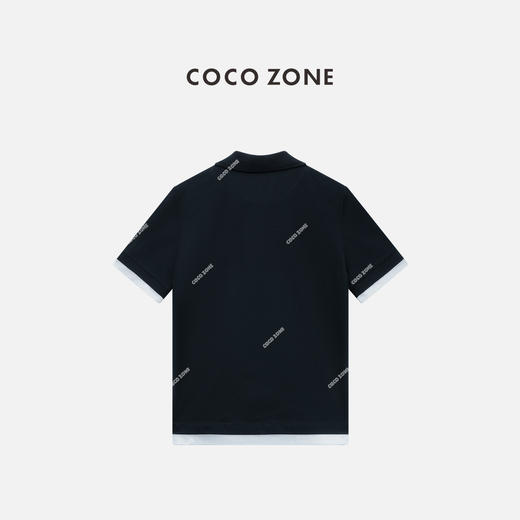 COCO ZONE 100棉翻领T恤假两件设计感短袖上衣CC1B1529 商品图1