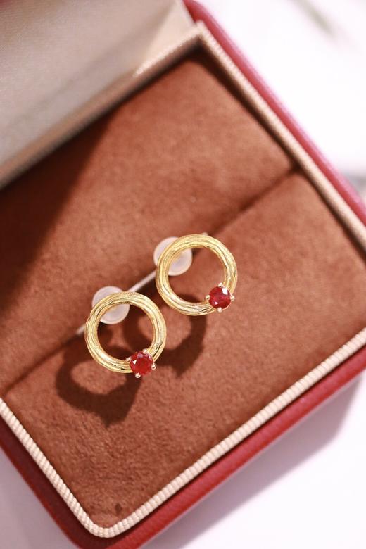 0.38ct 红宝石耳钉 商品图1