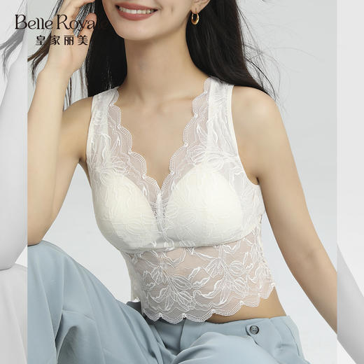 新款美背罩杯一体精美软蕾丝女款背心BXM5129 商品图2
