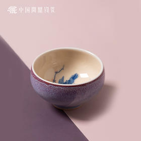 问鼎钧瓷鹅黄青花平口杯（啼鸟报春）单杯（缺货）