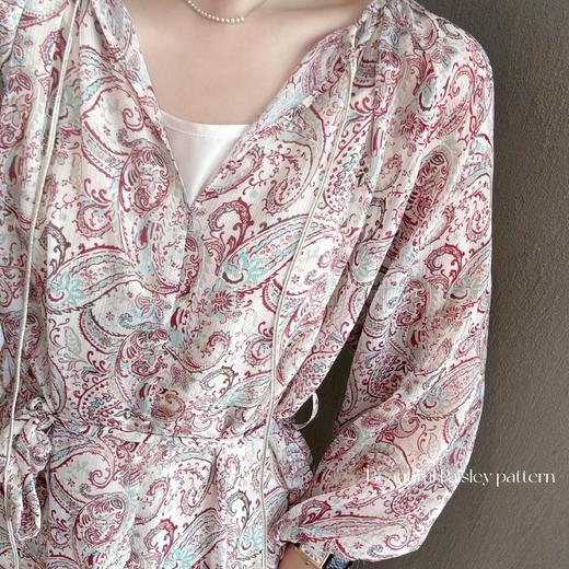 斯里兰卡裙 超美的佩斯利图案及配色印花细节流苏点缀连衣裙 花色 商品图3